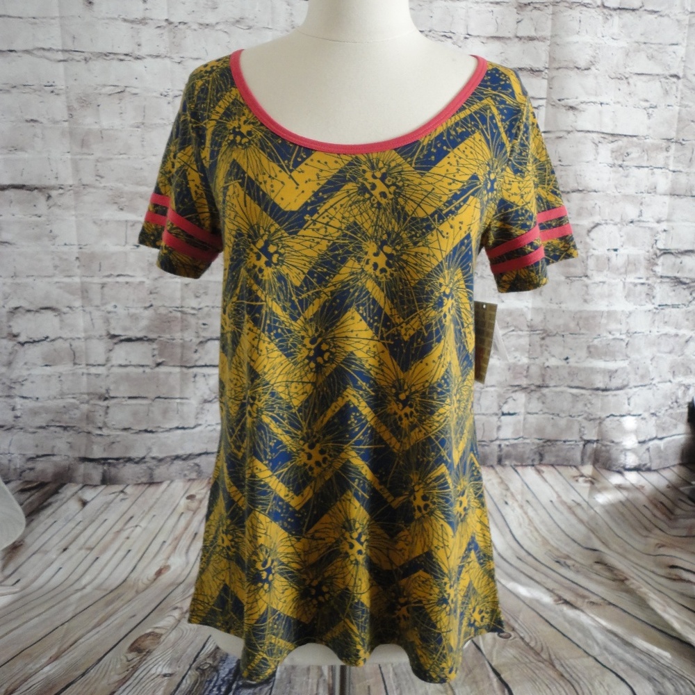 LuLaRoe XS Classic T Mustard Yellow Pink Extra S